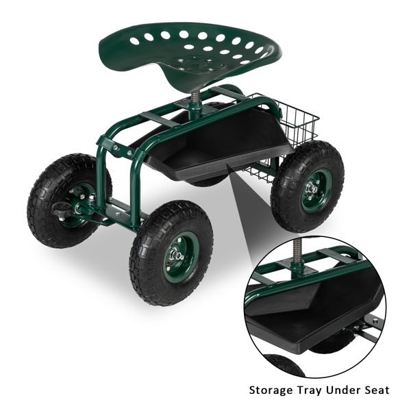 Deep Green Short Handle Garden Seat Car