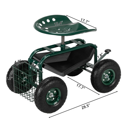 Deep Green Short Handle Garden Seat Car